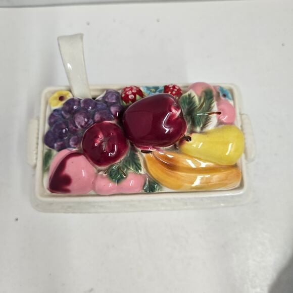 70s Vintage Fruit Basket Glass Tureen with Spoon – Retro Serveware - Picture 2 of 8